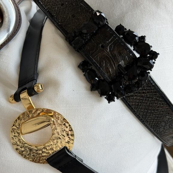 Chico’s Belt Lot of 8 Leather Silver Gold Metal Buckles Black Brown Rhinestones main image 10